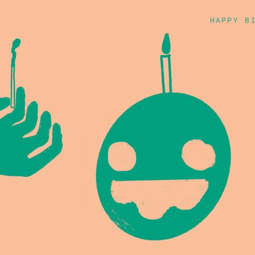 Green birthday monster gift card