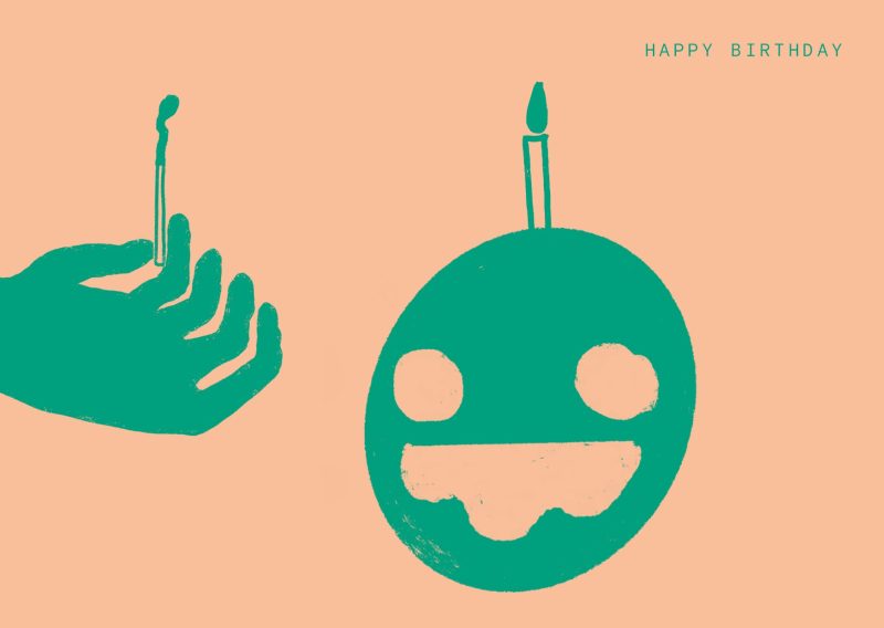 Green birthday monster gift card