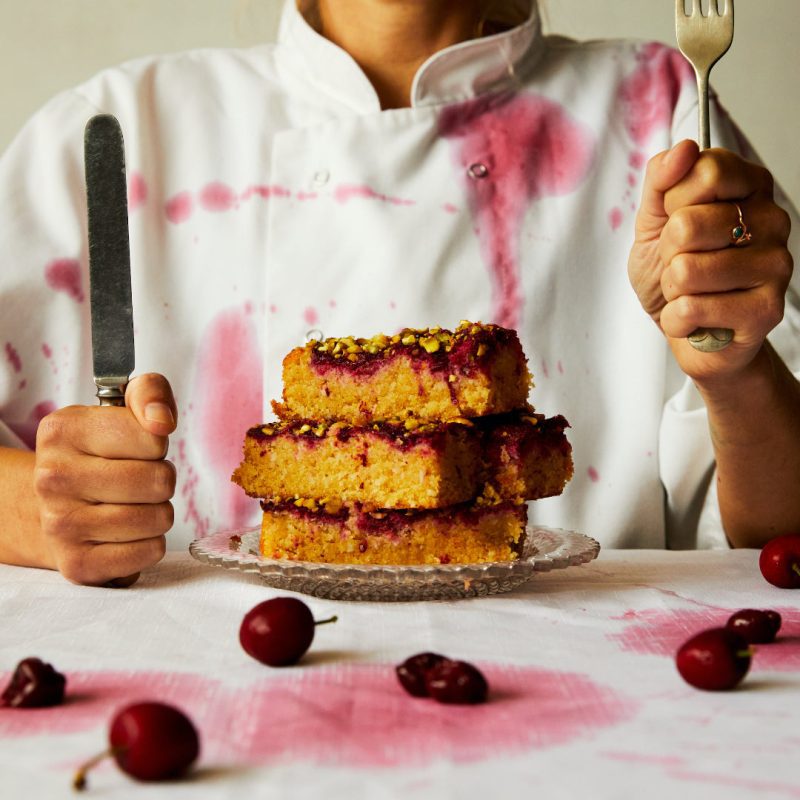 Sour Cherry Cake Square